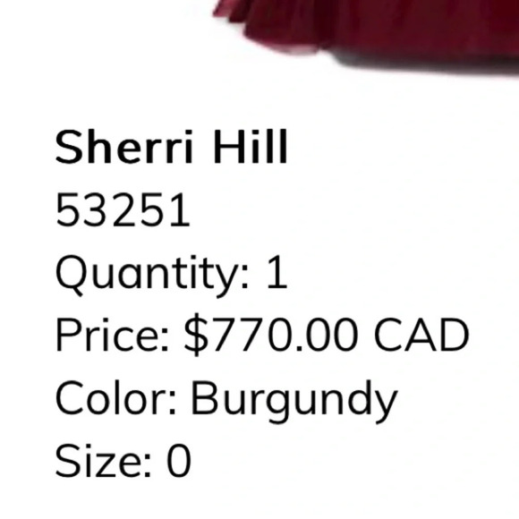 Sherri Hill Burgundy Off-Shoulder Dress Size 0 - Picture 2 of 3